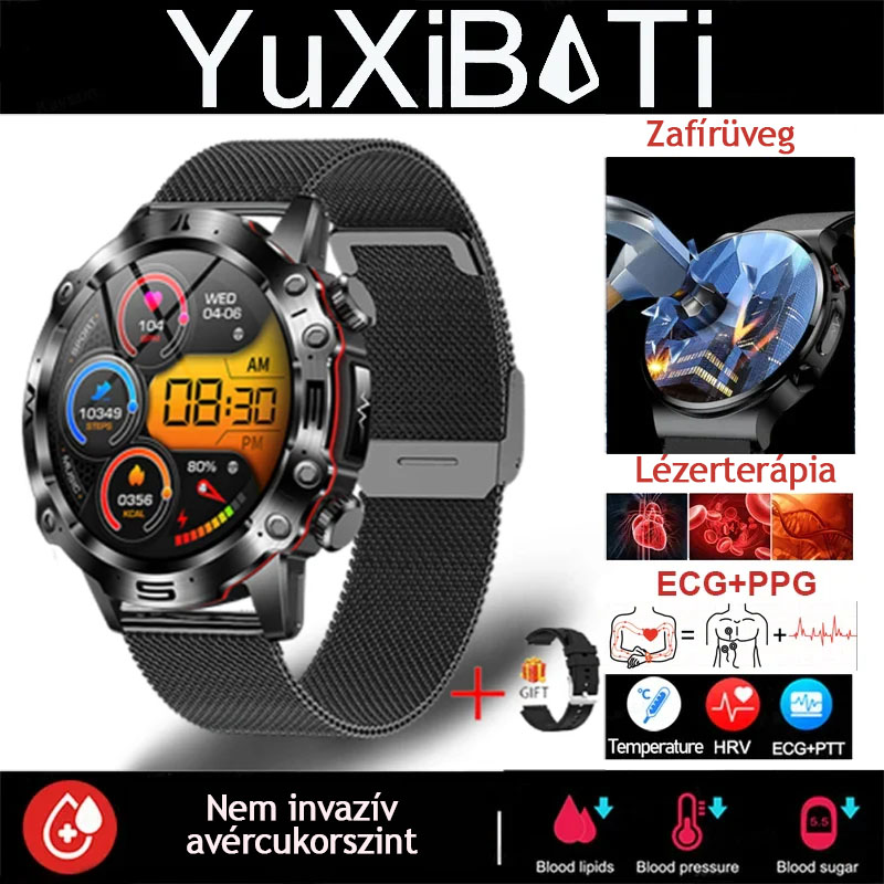 AI ORVOSI DIAGNOSZTIKÁS OKOSÓRA - 2024 ÚJ VÉRLIPIDEK, HÚGYSAV, VÉRGLUKOZ SZINT - EKG+PPG FITNESZKÖVETŐ